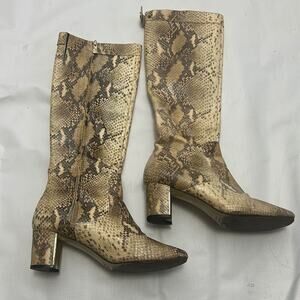 POUR LA VICTOIRE LEATHER SNAKESKIN KNEE HIGH BOOTS SIZE‎ 8.5